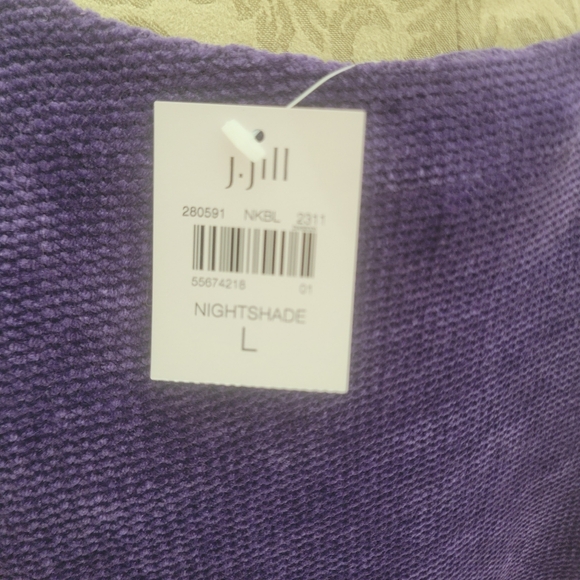 J.JILL WEAREVER CHENILLE KNIT A-LINE TUNIC NIGHTSHADE PURPLE - L - Picture 5 of 5